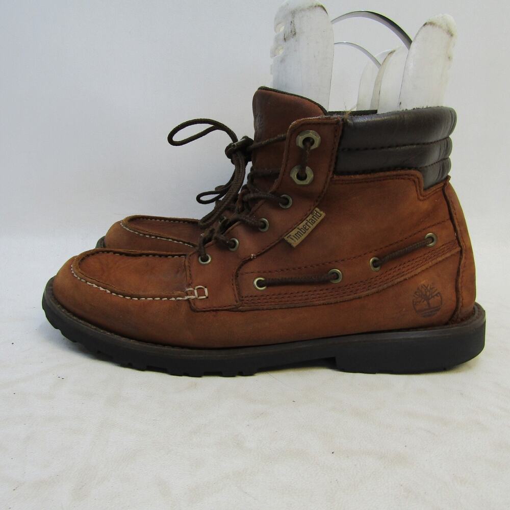 Timberland Womens Size 8.5 M Brown Leather Lace Up Mocc Toe Ankle Casual Boots